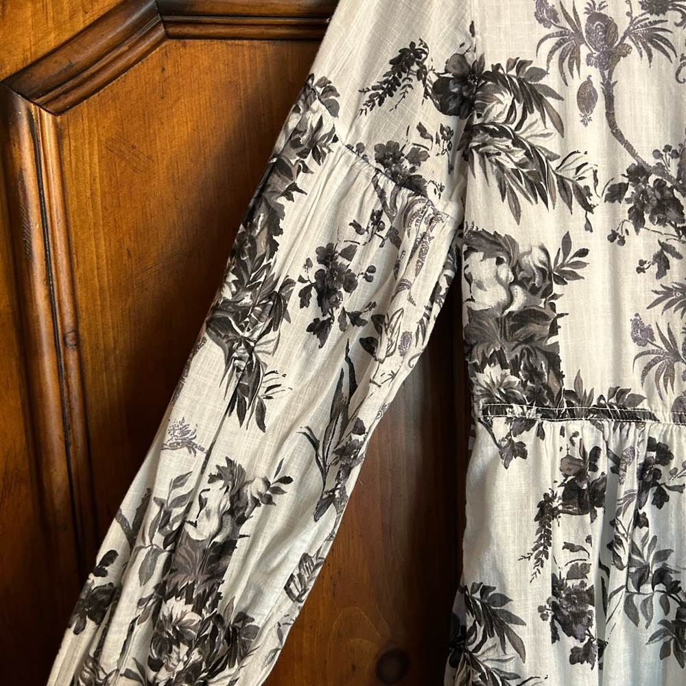 Anthropologie Lavinia Embroidered Shirtdress Black & White Toile Size 6 - Picture 7 of 14